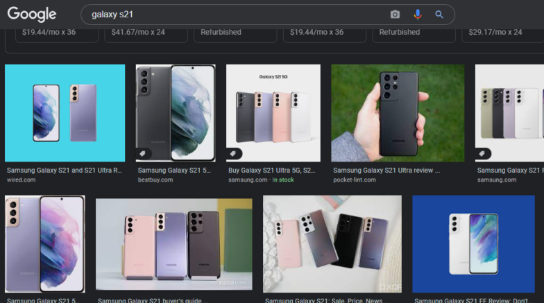 Galaxy S21 的图片搜索结果