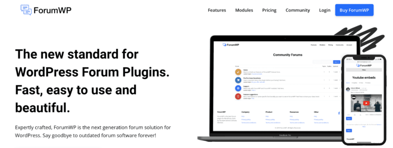 ForumWP: O novo padrão para plugins de fórum do WordPress. Rápido, fácil de usar e bonito.