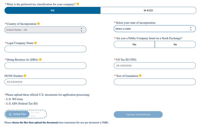 założenie konta sprzedawcy w Walmart (tj. adres firmy w Stanach Zjednoczonych lub miejsce fizycznych operacji)