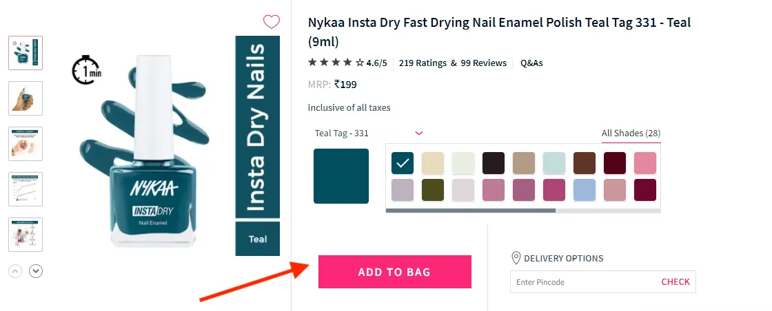 CTA on product page