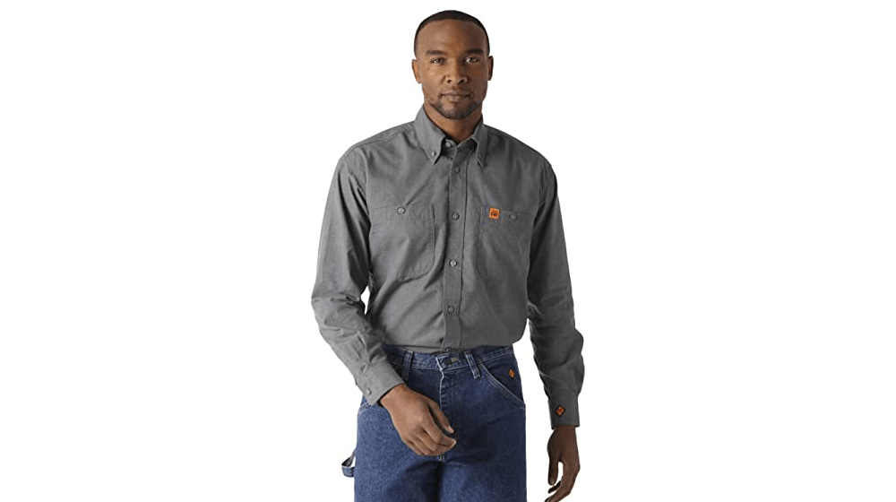 Wrangler Riggs Workwear Masculino FR Resistente a Chamas Camisa de Trabalho Dois Bolsos