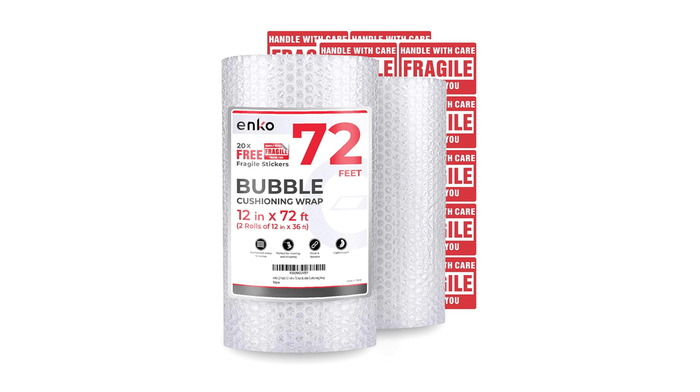 enKo (2 Pack) 12 นิ้ว x 72 ฟุต Bubble Cushioning Wrap Roll