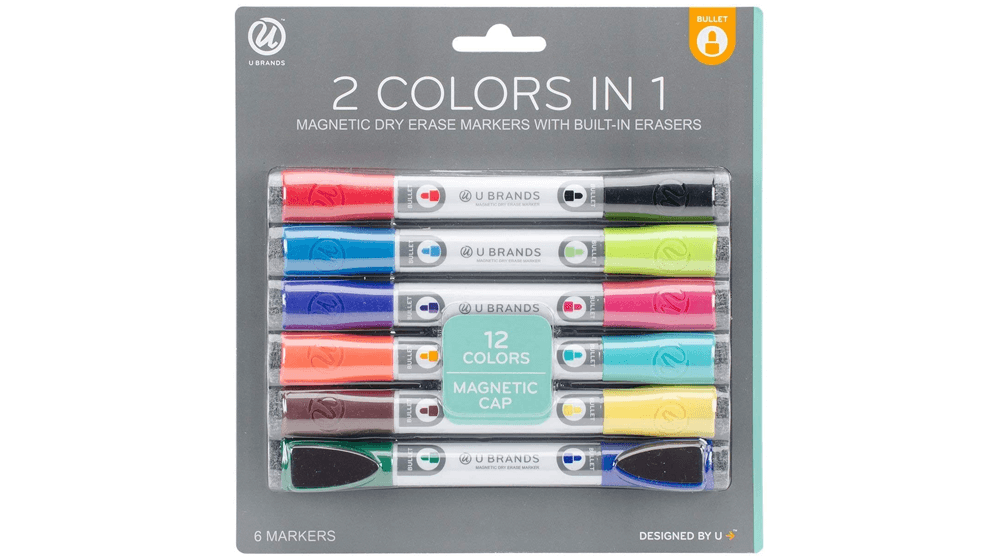 U Brands Low Bau Magnetic Double Ended Dry Erase Marker Dengan Penghapus