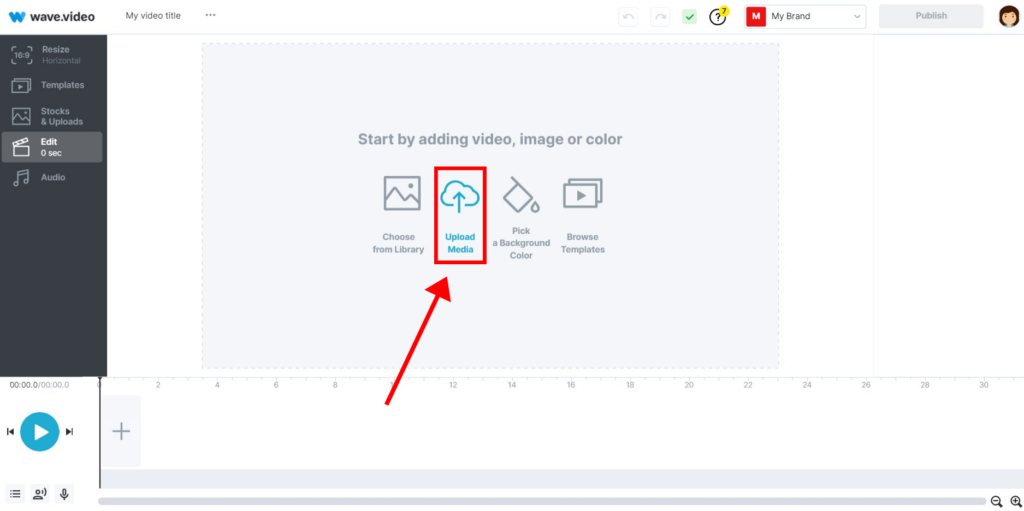 Como combinar vídeos - upload de mídia