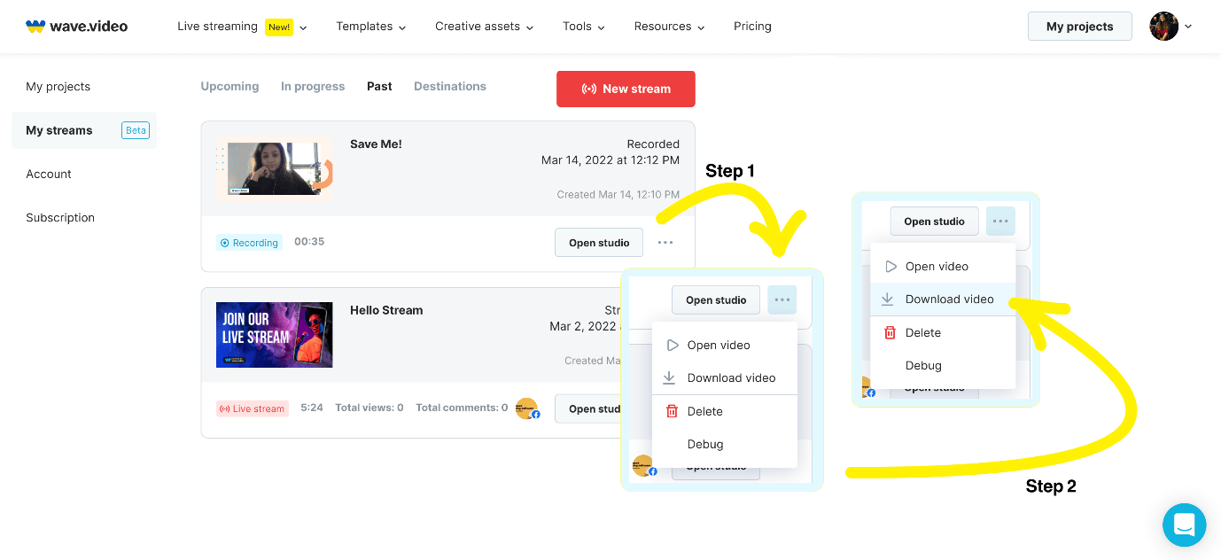 Télécharger l'enregistrement en direct