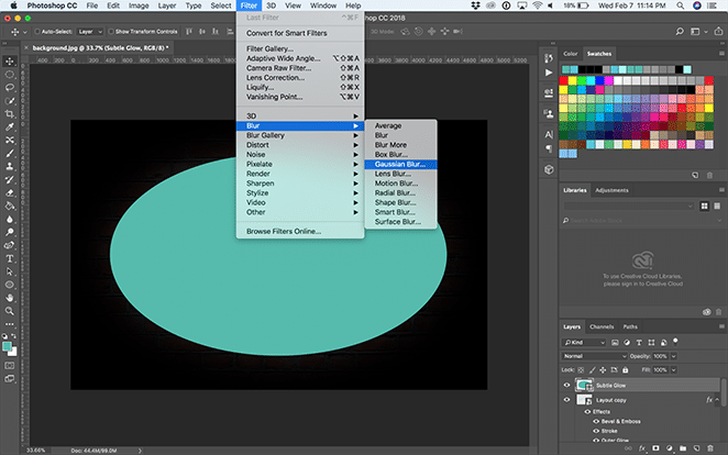 diseño por volante efecto de brillo de neón photoshop cómo tutorial desenfoque gaussiano