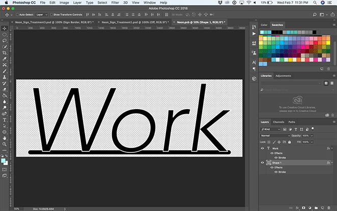 layout di flywheel effetto bagliore al neon Photoshop come lavorare il tutorial trasformare la linea