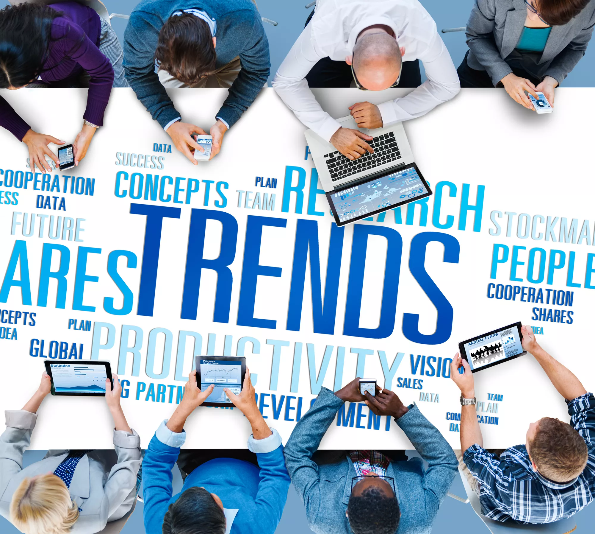 Tendenze di marketing - Global Shares Trends Idee Sales Solution Expertise Concept