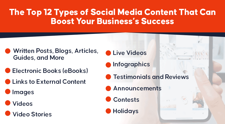 Os 12 principais tipos de conteúdo de mídia social que podem impulsionar o sucesso do seu negócio