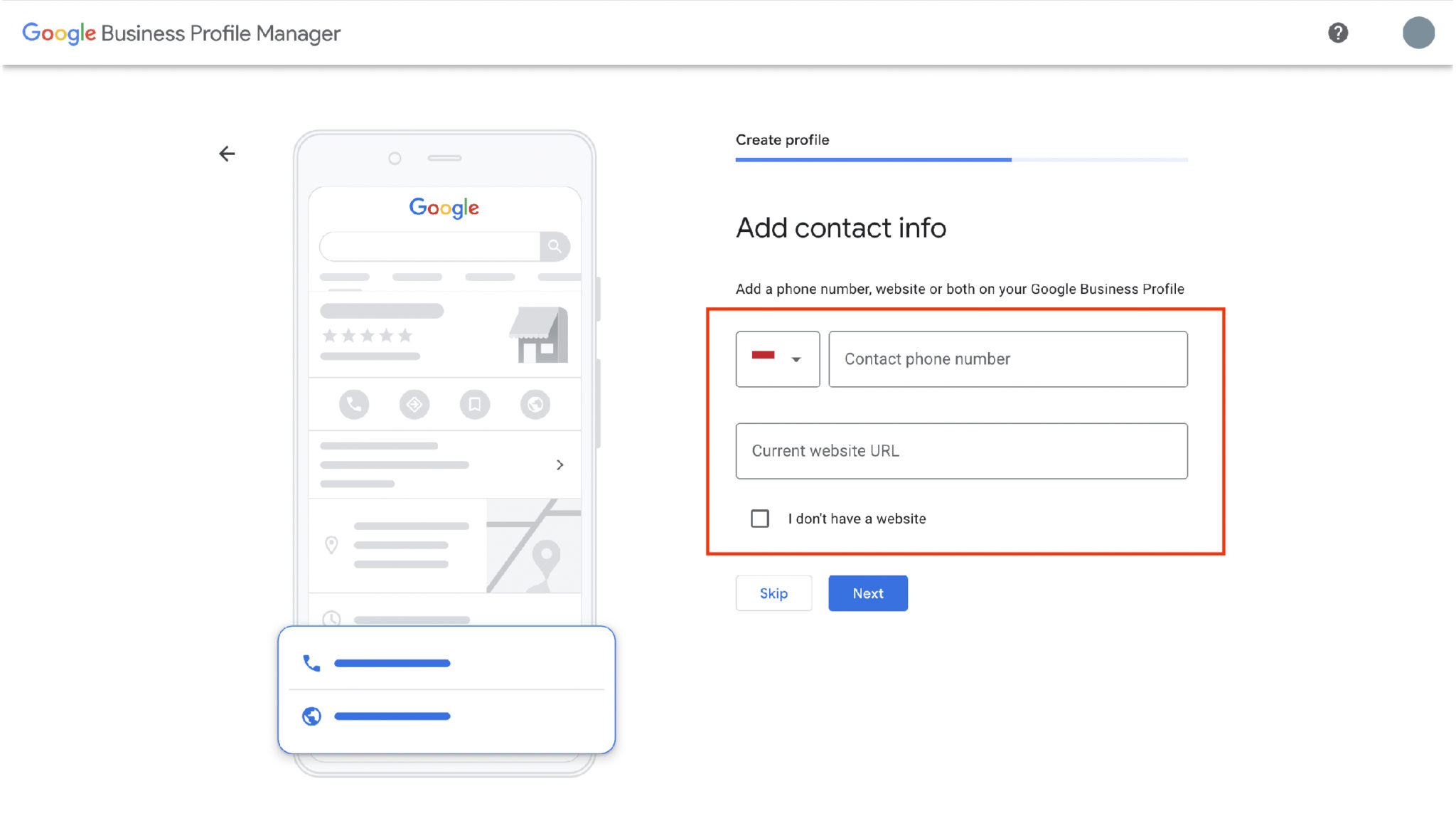 Langkah 7 - Tambahkan Nomor Telepon dan Situs Web Anda