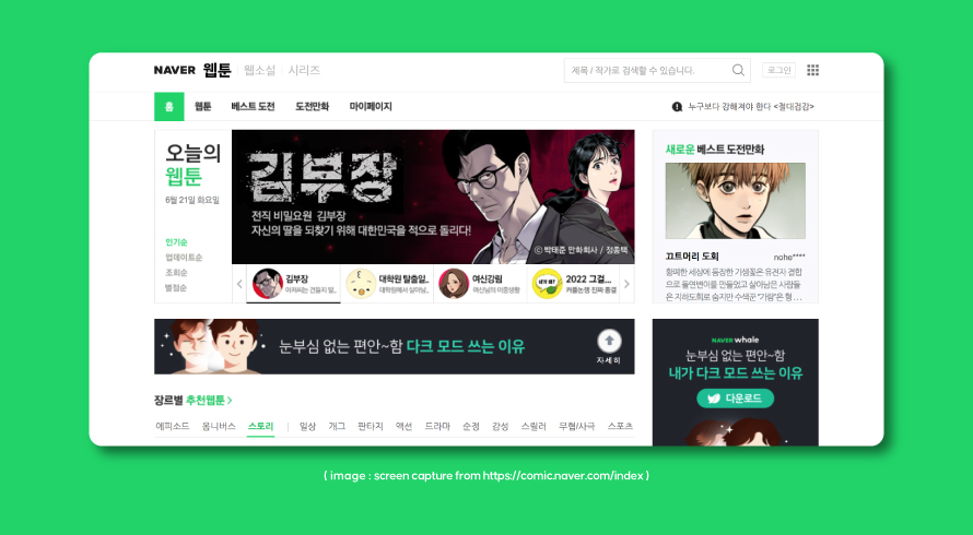 Webtoons ประเภทใดบ้างที่ได้รับความนิยมในหมู่ผู้ใช้