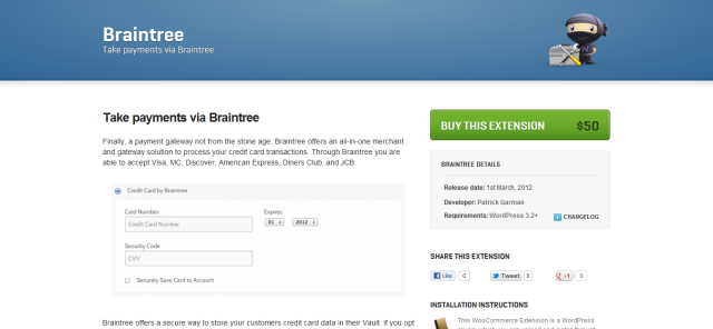 Braintree Payment Extension for WooCommerce